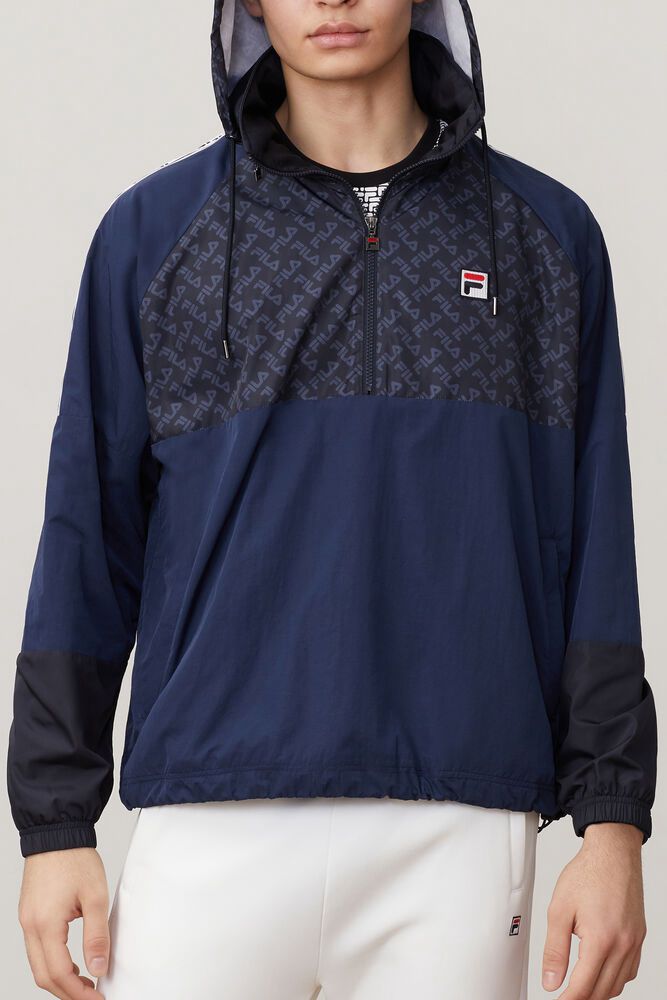 Fila Milano 1/2 Zip Track Navy Jacket Mens - NZ 13265-IBVA